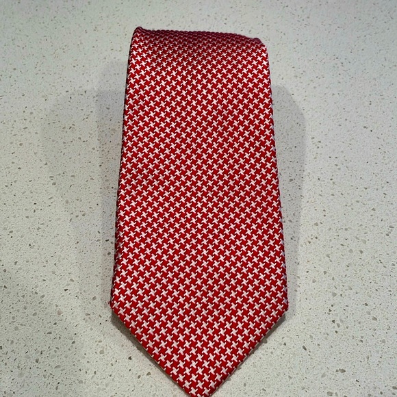 Paul Fredrick Red and White x pattern Tie - Picture 1 of 4